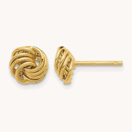 Polished Love Knot Post Earrings, 14K