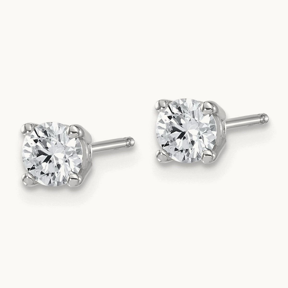 Round Angled Stud Earrings, 0.50-4.00 ct tw Lab-Grown Diamond — 5/8 ct, 14K White Gold