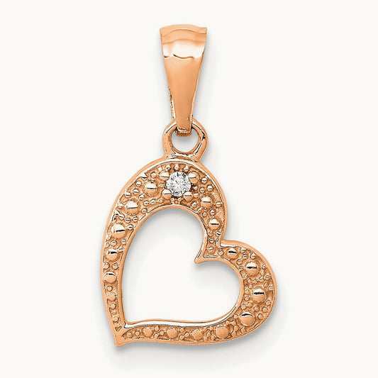 .01ct. Diamond Heart Pendant — 14K Rose Gold