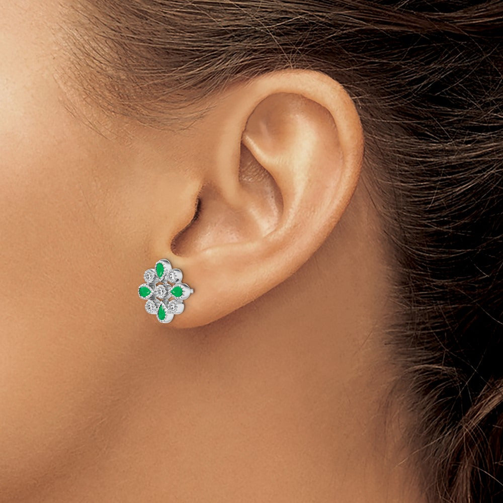 Emerald and Diamond Post Earrings — photo set