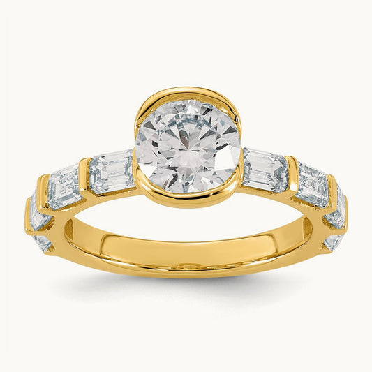 Round Center Ring, 3.00 ct tw Lab-Grown Diamond