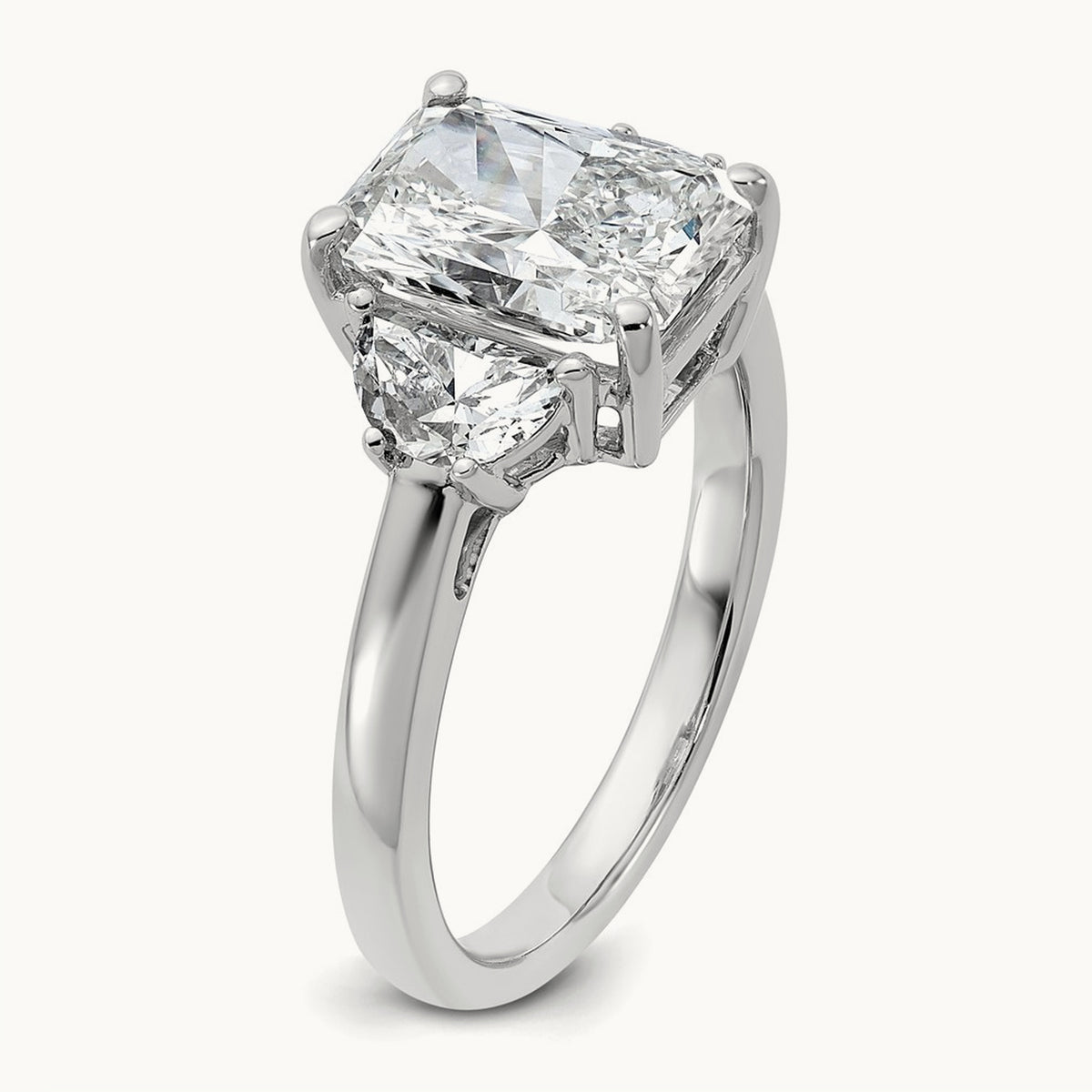 Radiant & 1/2 Moon Engagement Ring, 1.25-4.00 ct tw Lab-Grown Diamond — 3 1/8 ct, 14K White Gold
