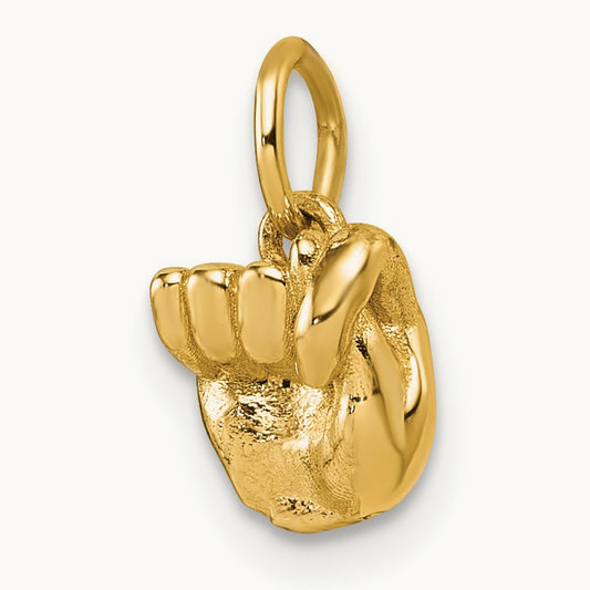 American Sign Language Alphabet Fingerspelling Sign T Pendant, 14K