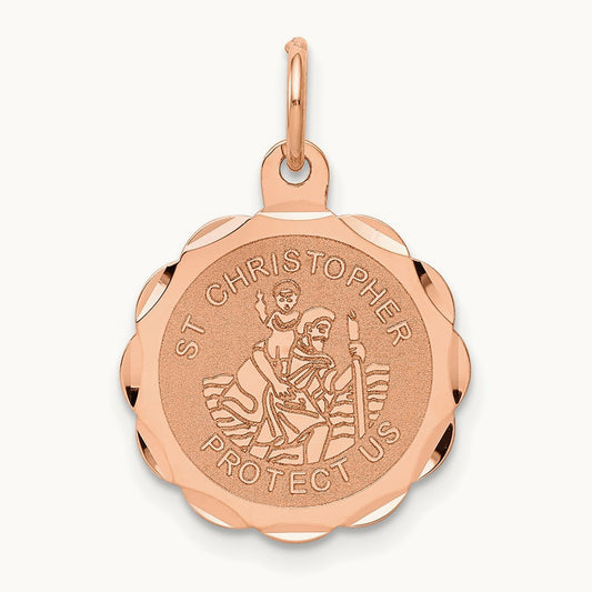 Saint Christopher Medal Charm, 14K Rose Gold