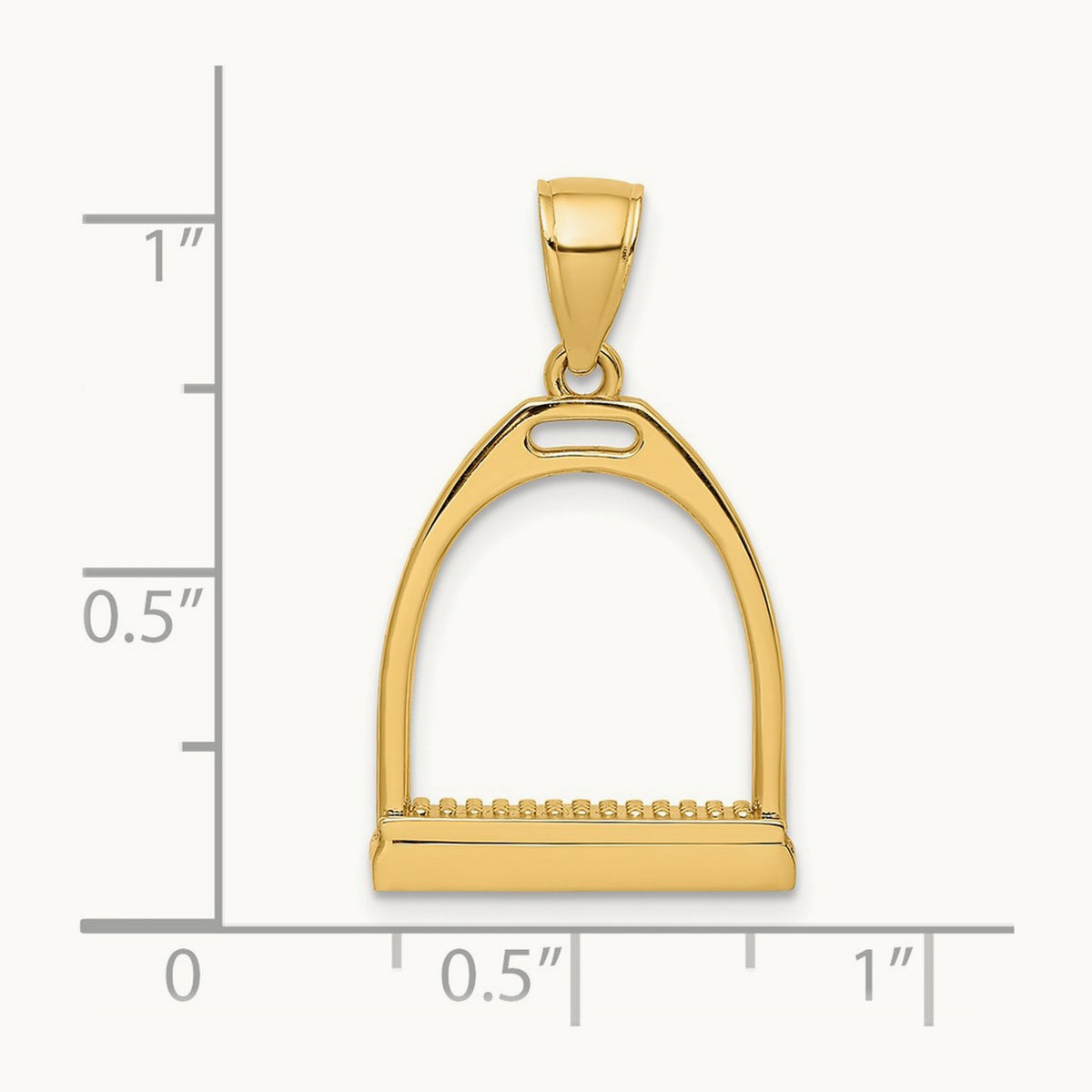 3-D and Polished Large Horse Stirrup Charm, 14K
