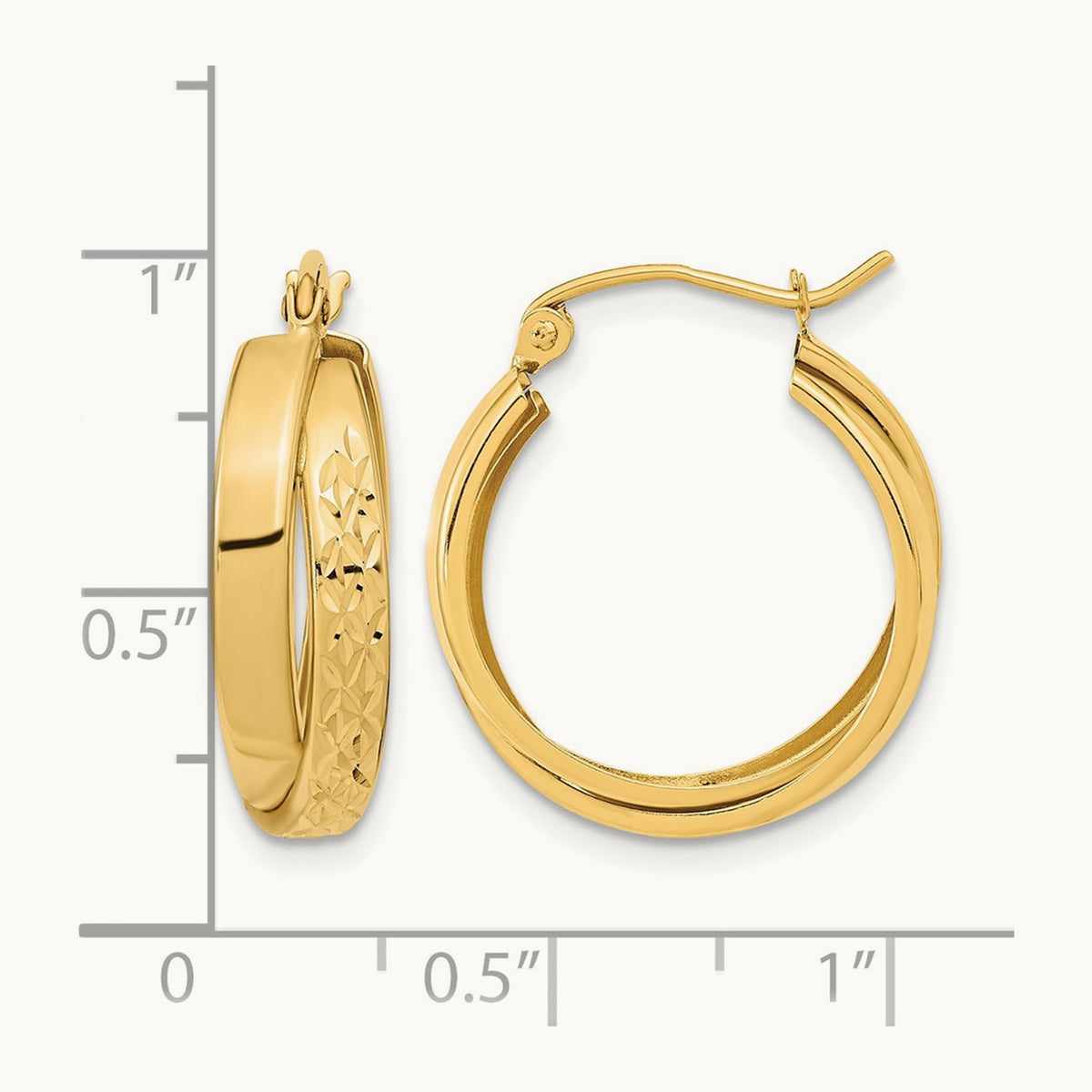 Polished Diamond-cut Twist Hoop Earrings — photo set