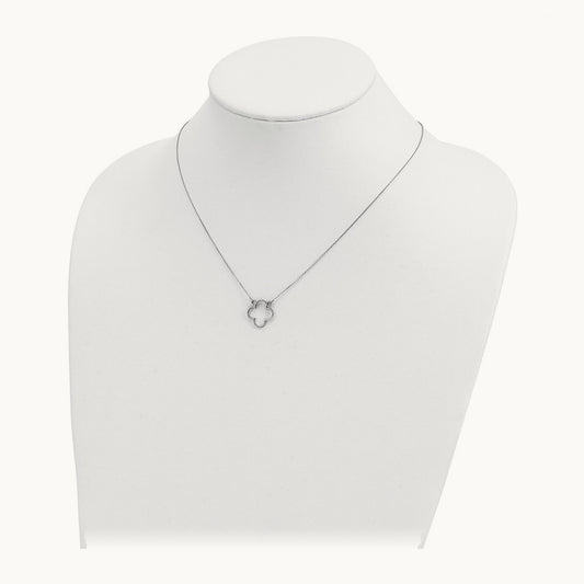 Small Necklace Quatrefoil Design — 14K White Gold