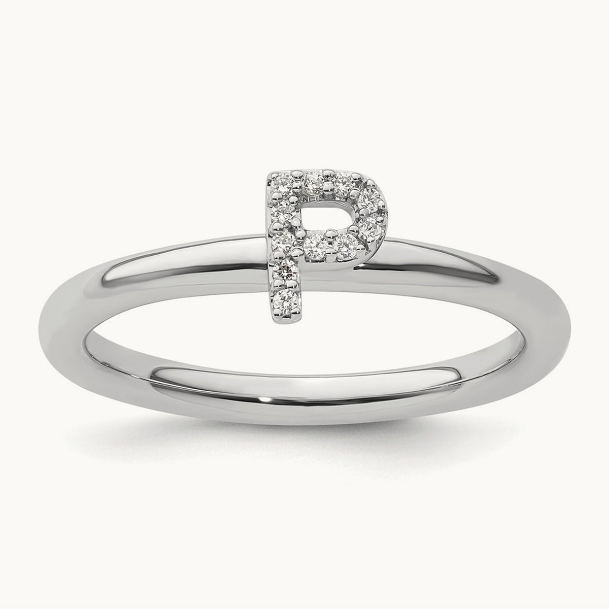 Stackable Diamond Ring — 14K White Gold, P