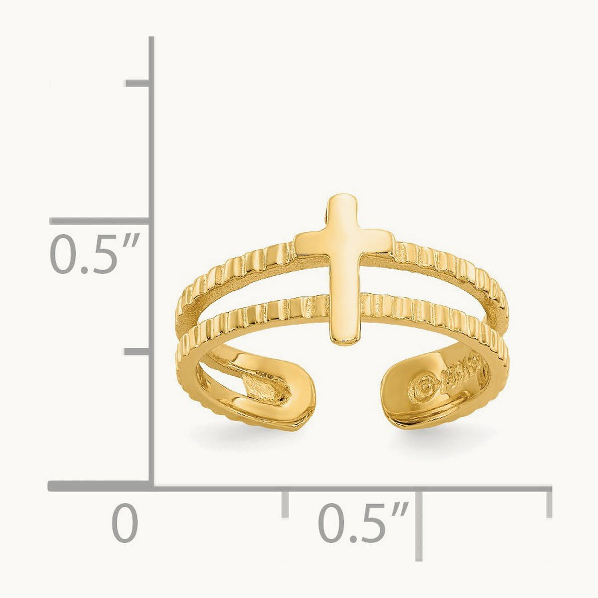 Cross Toe Ring, 14K