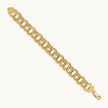 Triple Link Charm Bracelet, 14K
