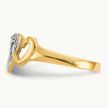Rhodium Diamond Heart Toe Ring, 14K
