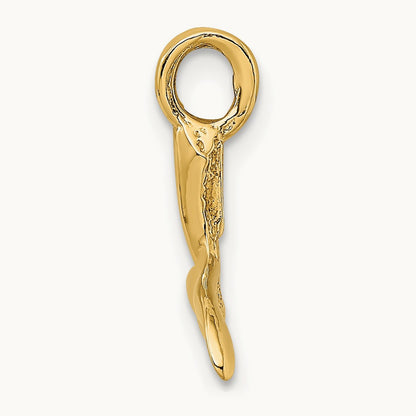 3-D Polished Whale Tail Chain Slide — 14K Yellow Gold, 20mm