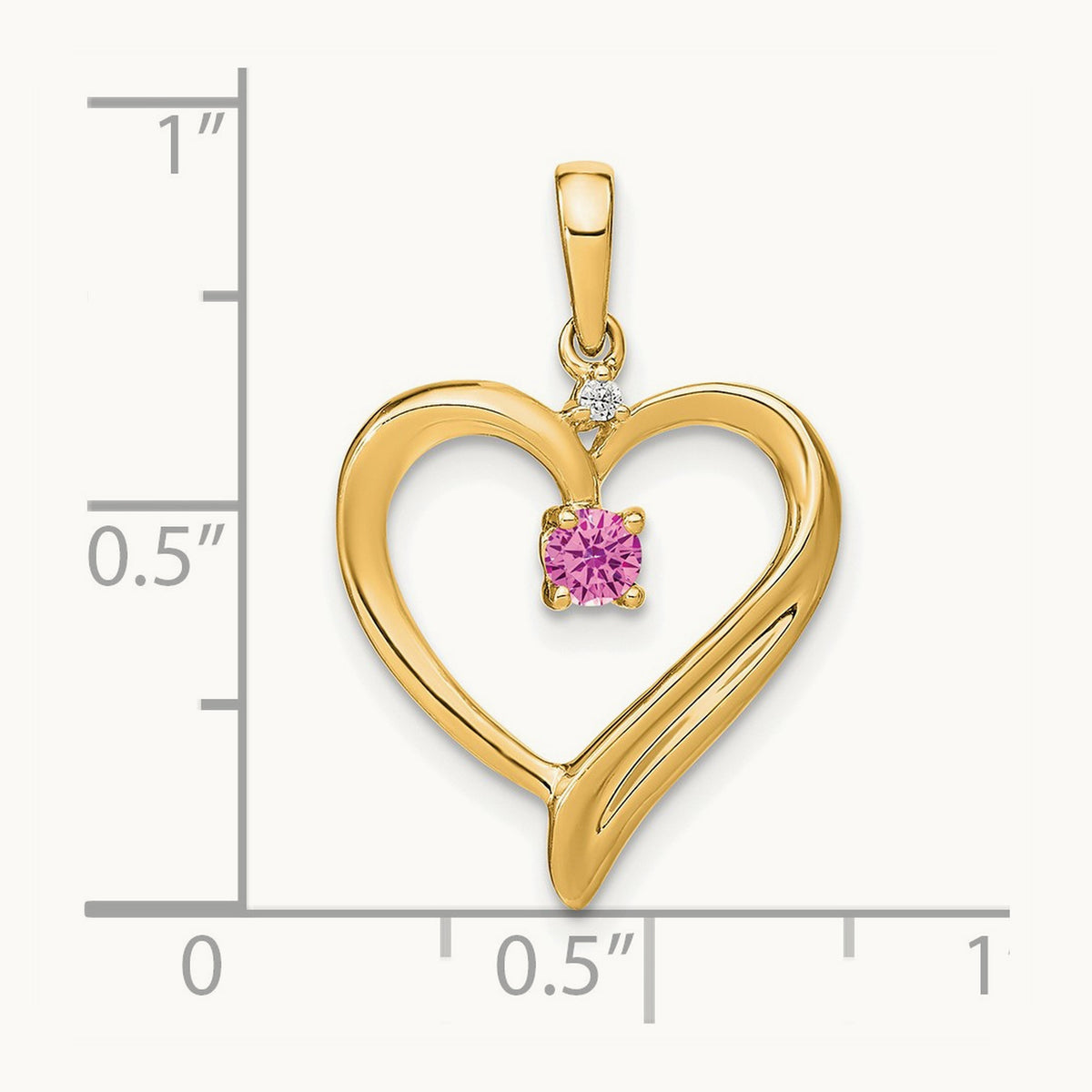Created Sapphire and Diamond Heart Pendant — photo set
