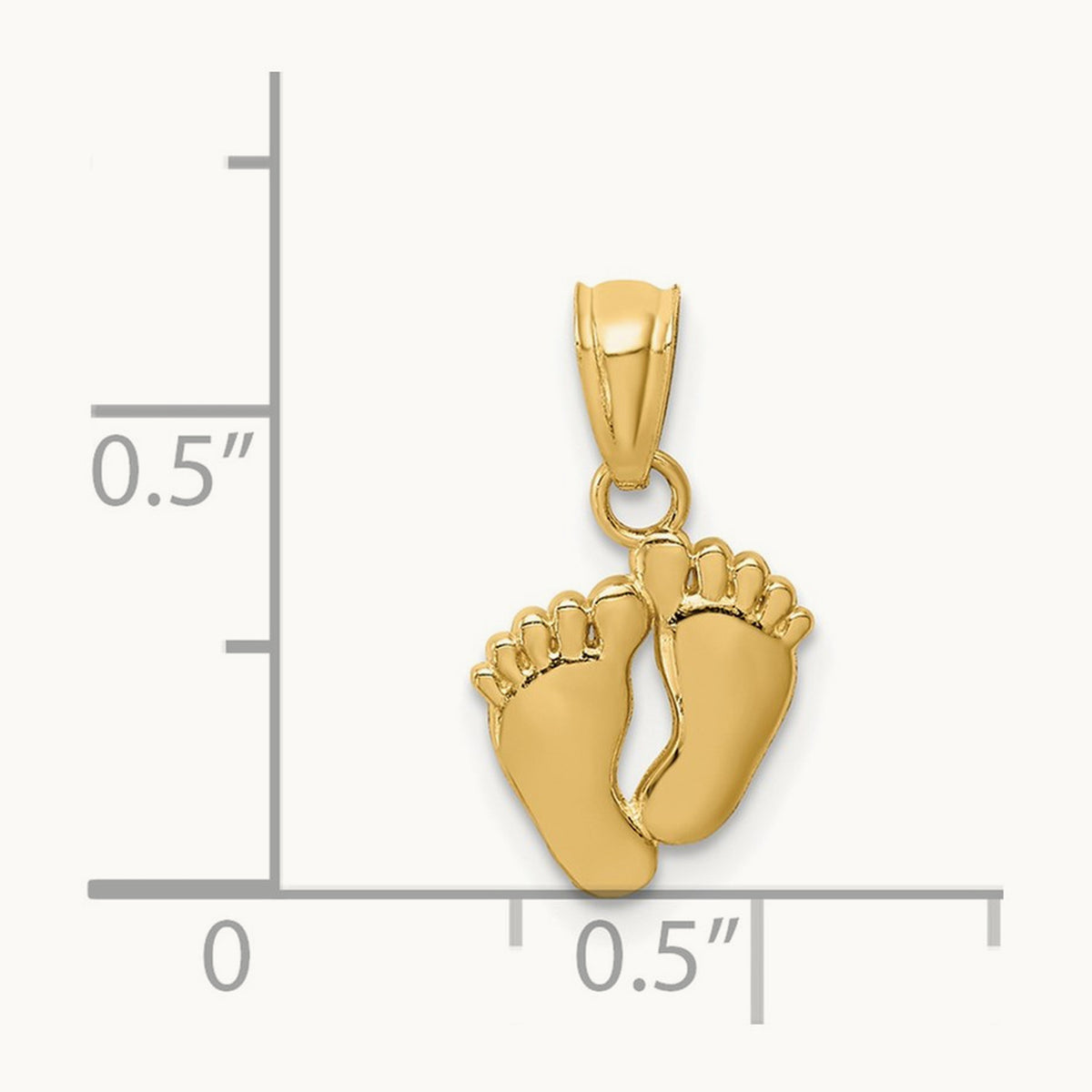 Small Feet Pendant, 14K