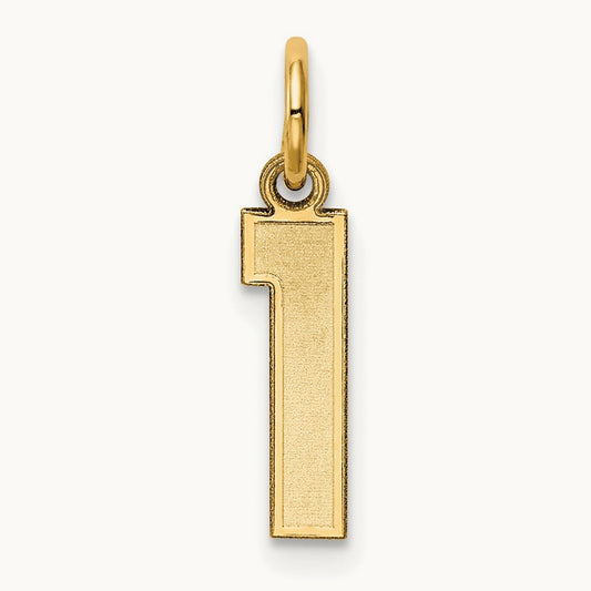 Small Satin Number 1 Charm — 14K Yellow Gold