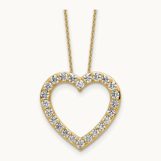 Heart Necklace, 1.25 ct tw Lab-Grown Diamond — 14K Yellow Gold