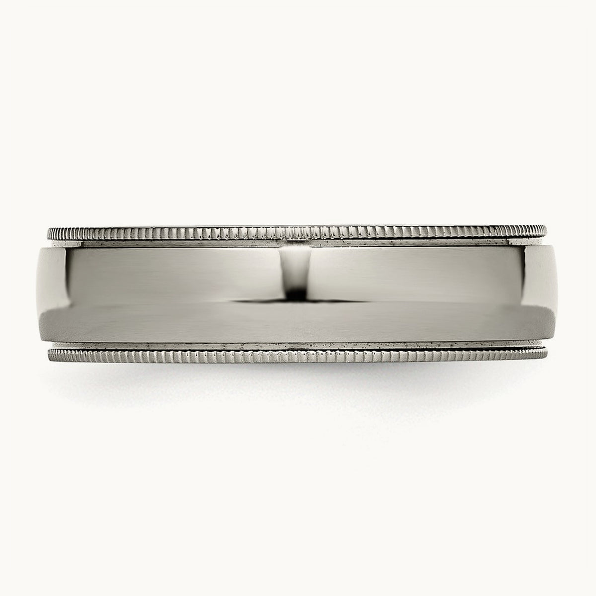 Polished Grooved and Beaded Edge Band, 6mm, Titanium