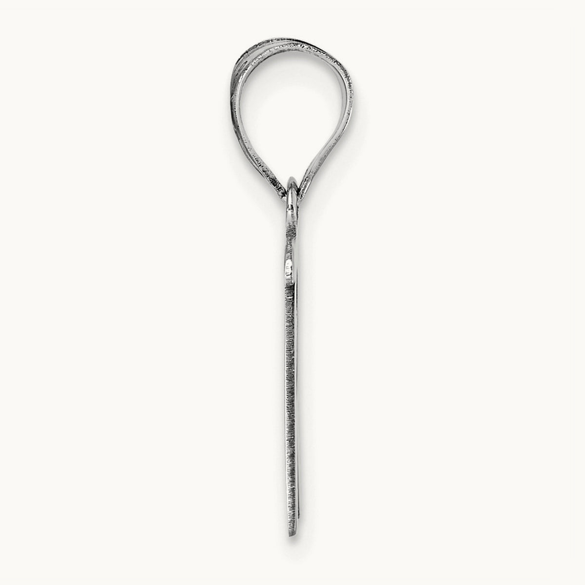 Polished Script Initial Pendant — 14K White Gold, R