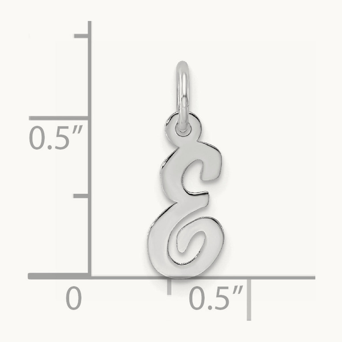 Small Script Letter E Initial Charm, 14K White Gold