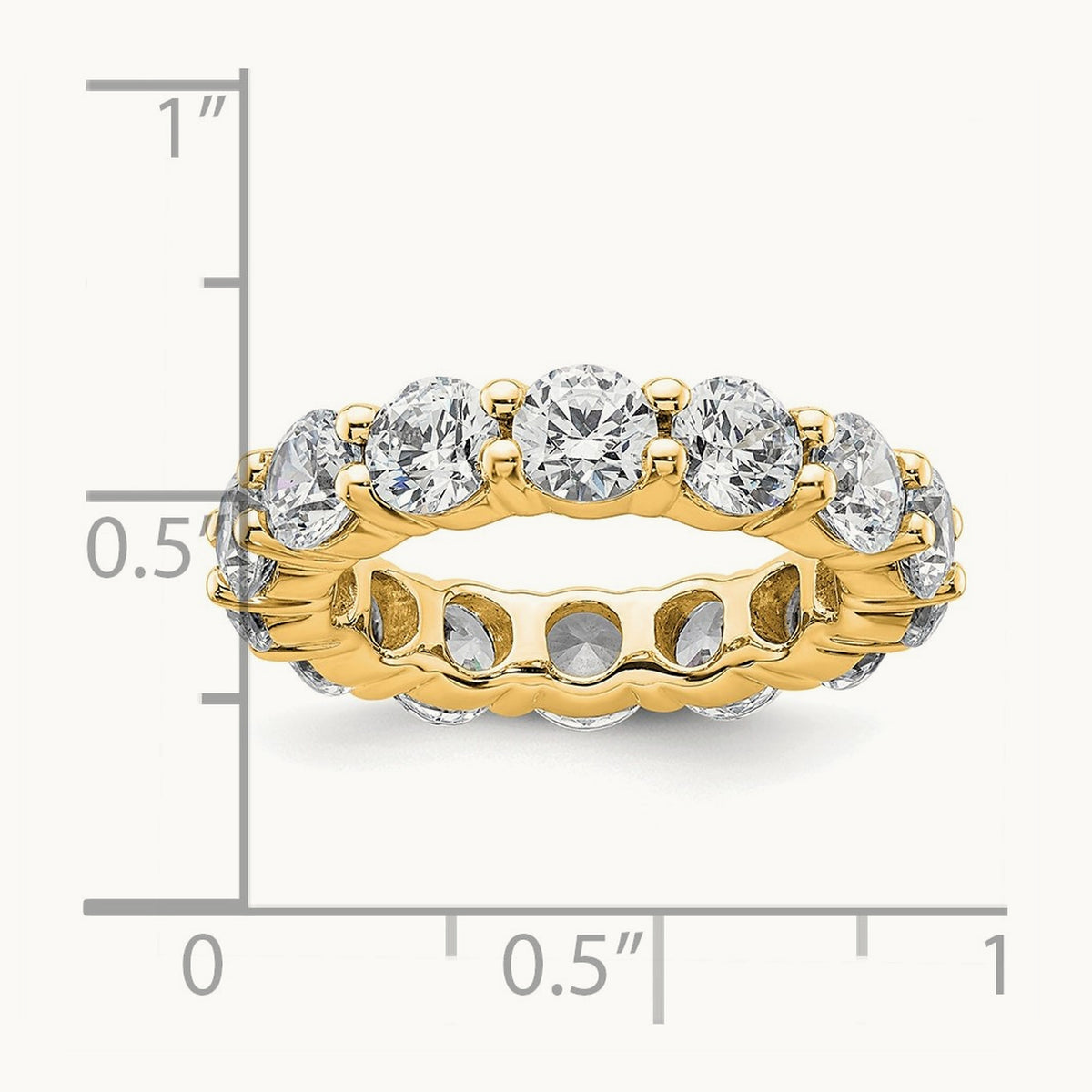 Polished Shared Prong Diamond Eternity Band, 4.00 ct tw — 14K Yellow Gold