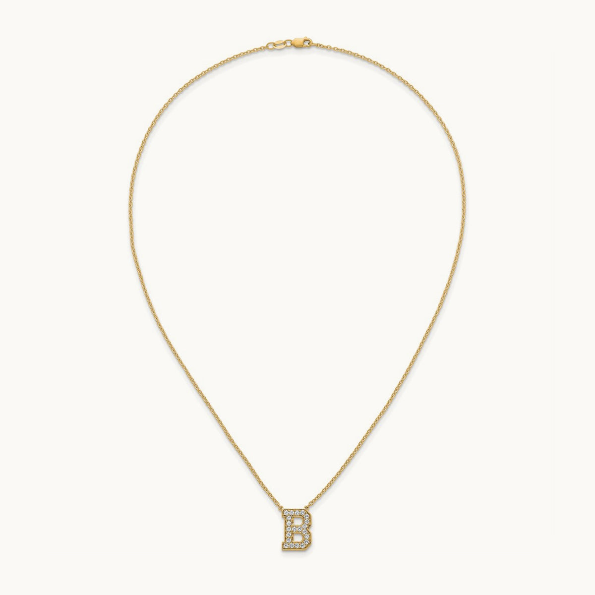Initial Necklace — 14K Yellow Gold, B, 1/2 ct