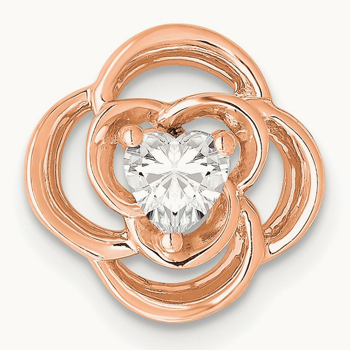 Flower Chain Slide, 0.25 ct tw Lab-Grown Diamond — 14K Rose Gold