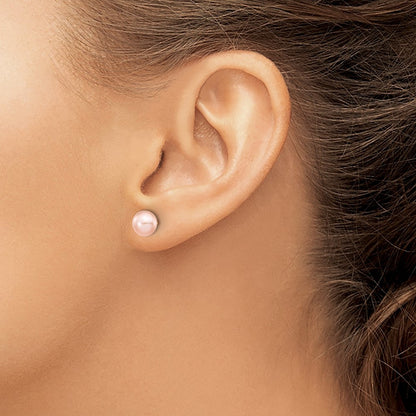 Button Freshwater Cultured Pearl Stud Post Earrings — 14K Yellow Gold