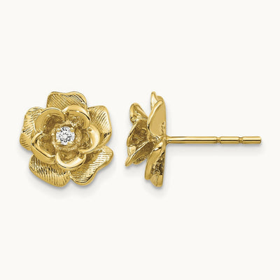 Flower Post Earrings, 0.05 ct tw Lab-Grown Diamond