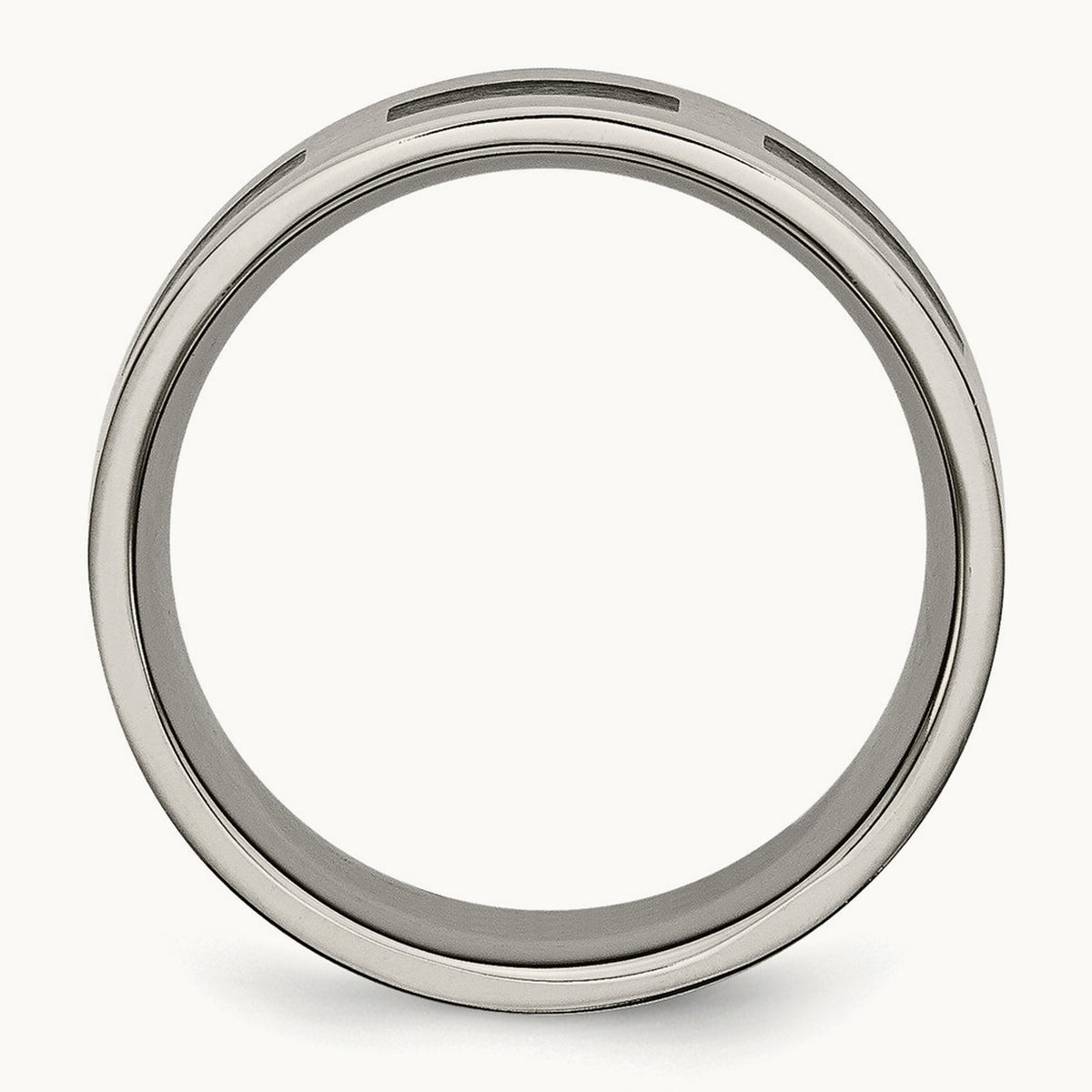 Titanium Brushed with Black Rubber 8mm Flat Band