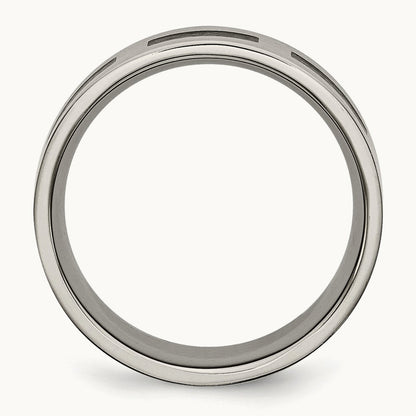 Titanium Brushed with Black Rubber 8mm Flat Band