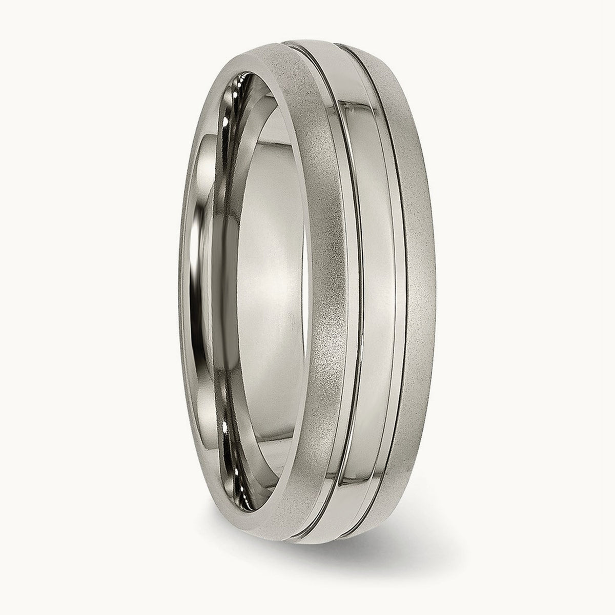 Brushed and Polished Grooved Band — photo set (2)
