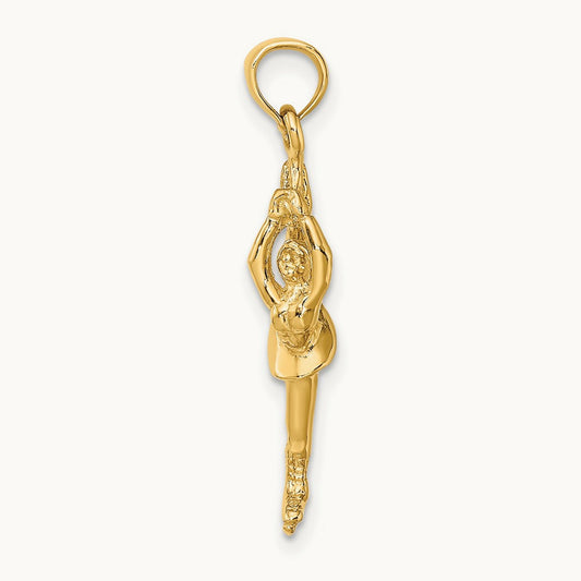 Solid Polished 3-D Figure Skater Charm, 14K