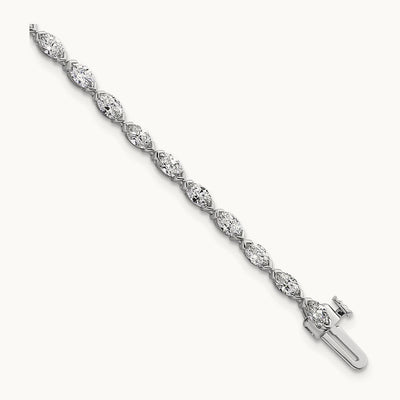 Marquise Half Bezel Set Tennis Bracelet, 3 1/5-6 2/3 ct Lab-Grown Diamond