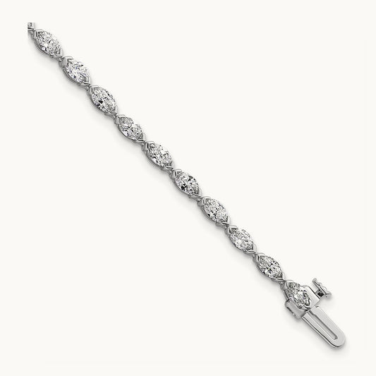 Marquise Half Bezel Set Tennis Bracelet, 3 1/5-6 2/3 ct Lab-Grown Diamond