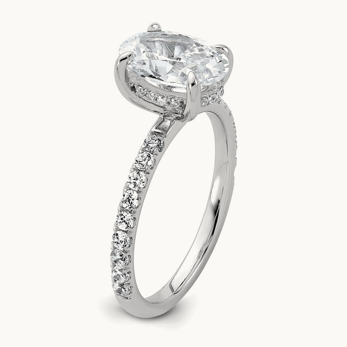 Oval Solitaire Engagement Ring, 1.25-4.50 ct tw Lab-Grown Diamond — 14K White Gold