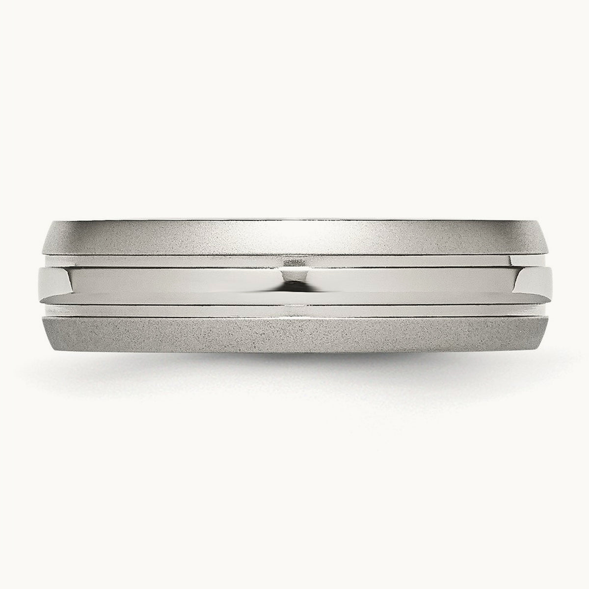 Polished with Brushed Edge Grooved Band — 6mm