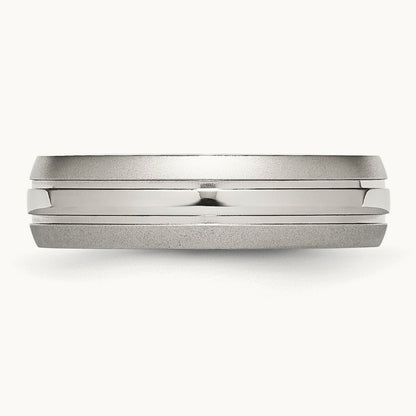 Polished with Brushed Edge Grooved Band — 6mm