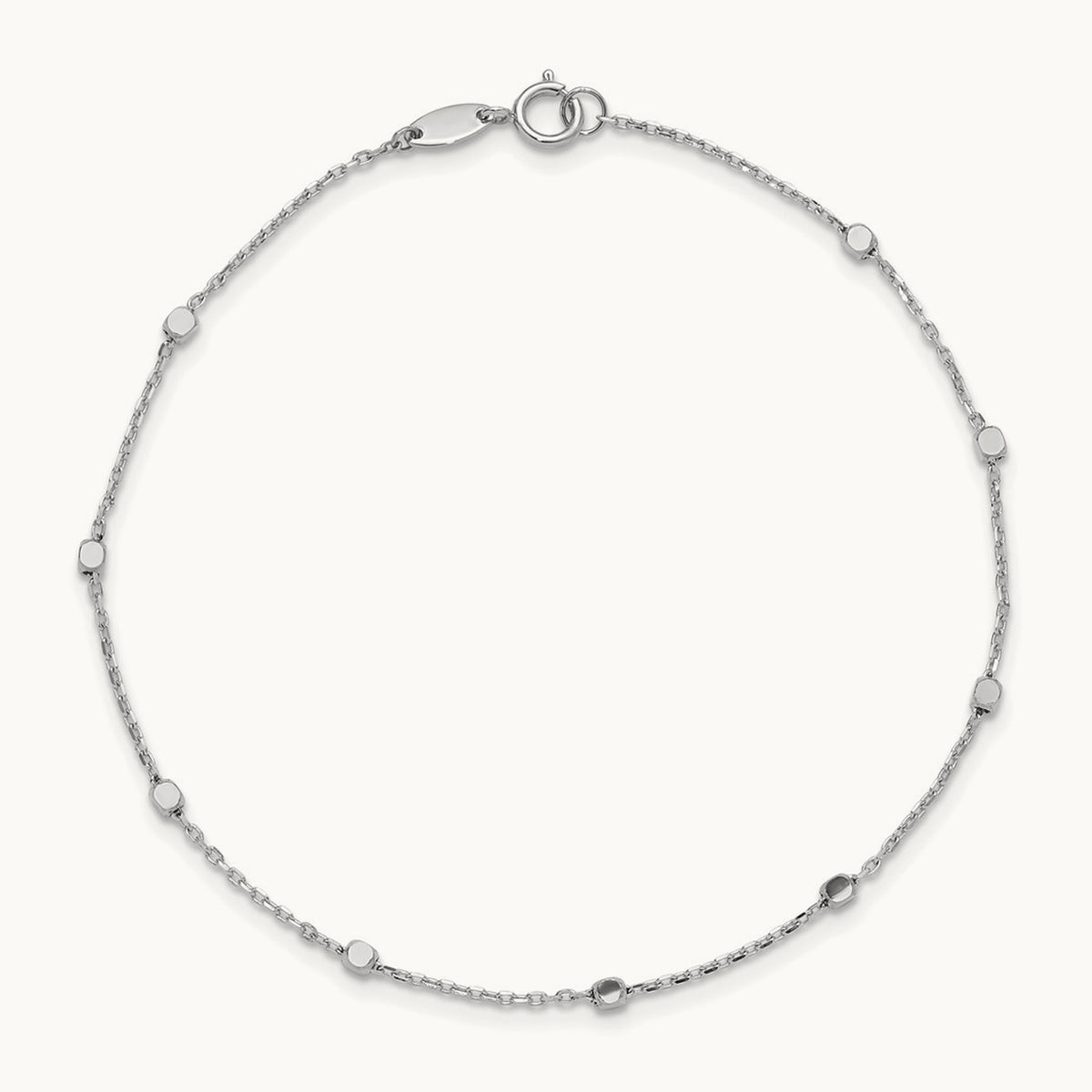 Polished Cube Stations Bracelet — 14K White Gold