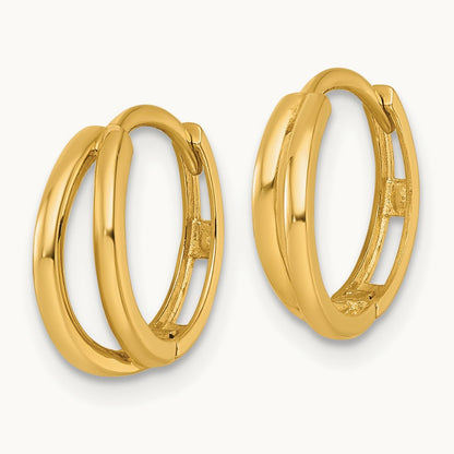 Polished Fancy Hinged Round Hoop Earrings, 14K