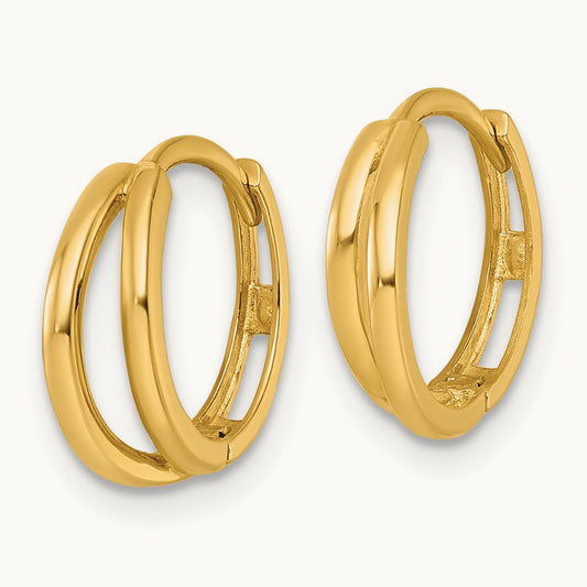 Polished Fancy Hinged Round Hoop Earrings, 14K