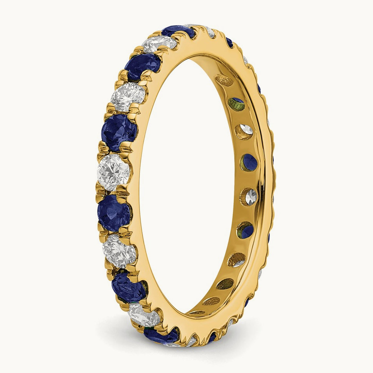 Created Sapphire Eternity Band, 0.25-0.75 ct tw Lab-Grown Diamond — 14K Yellow Gold