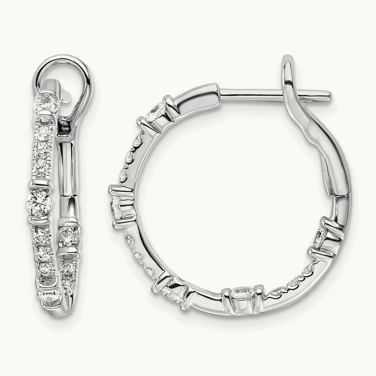 In and Out Hoop Earrings, 0.75-1.50 ct tw Lab-Grown Diamond — 3/4 ct, 14K White Gold