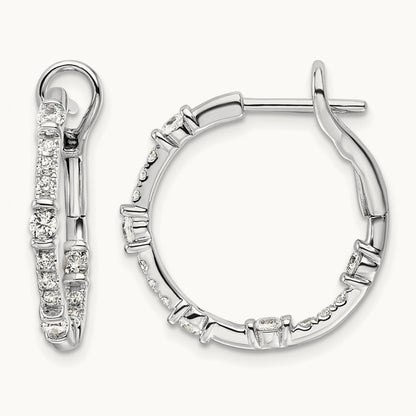 In and Out Hoop Earrings, 0.75-1.50 ct tw Lab-Grown Diamond — 3/4 ct, 14K White Gold