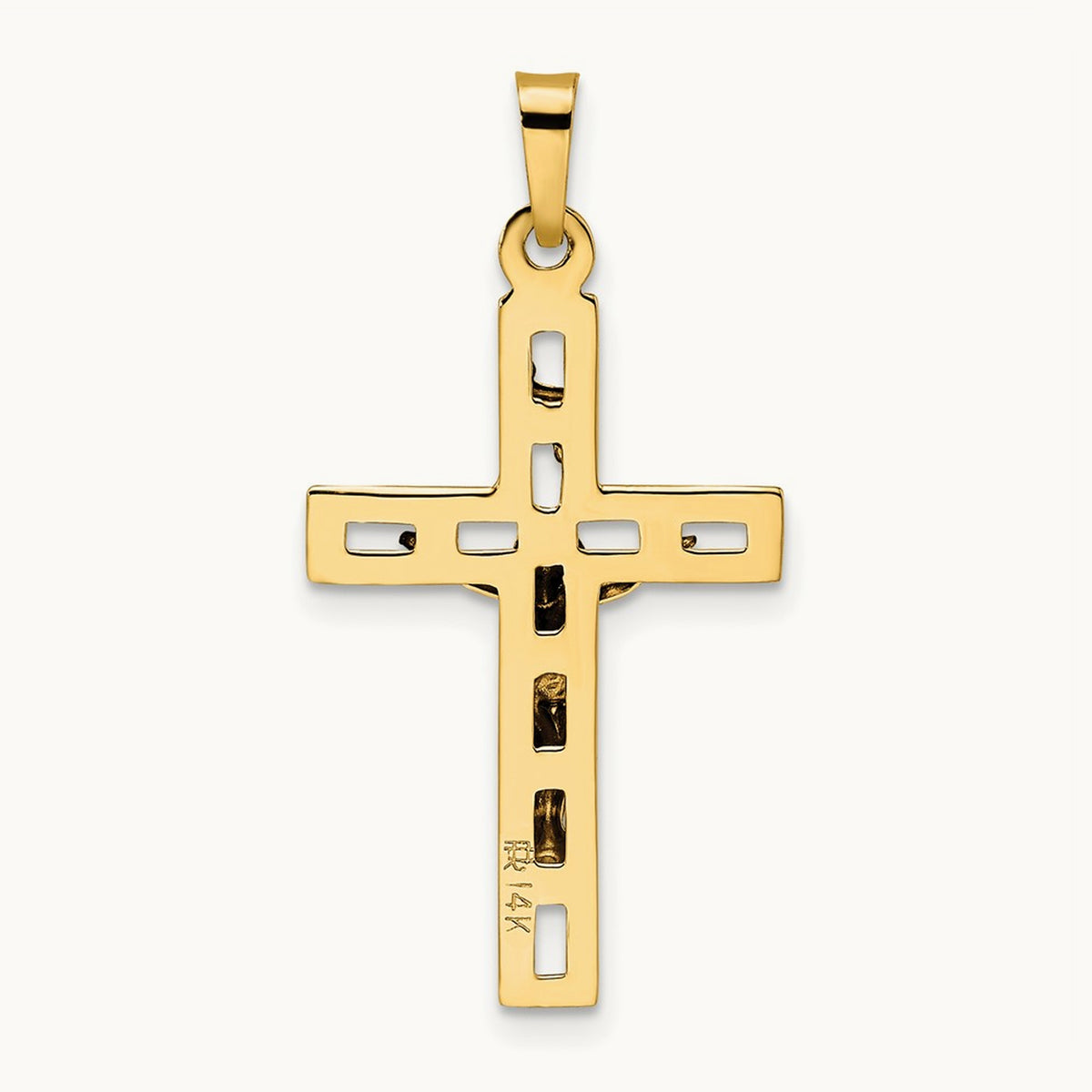 Polished Solid INRI Crucifix Pendant — 32.9mm