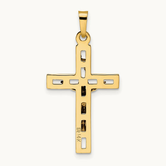 Polished Solid INRI Crucifix Pendant — 32.9mm
