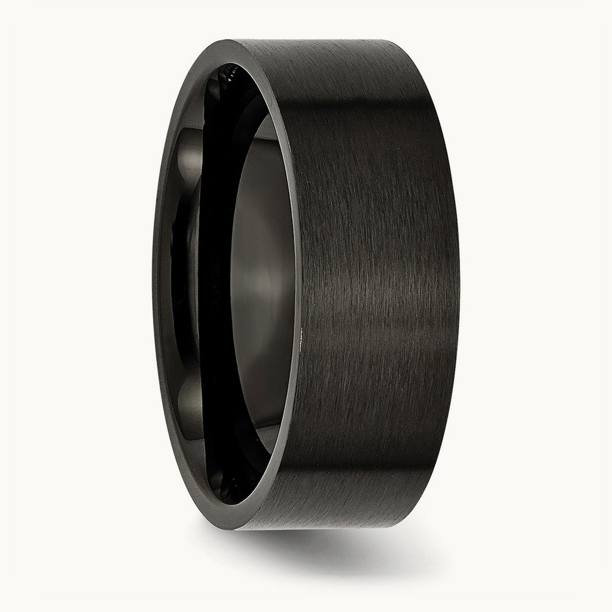 Brushed Black IP-plated Flat Band, 8mm, Stainless Steel