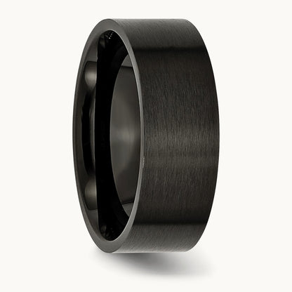 Brushed Black IP-plated Flat Band, 8mm, Stainless Steel