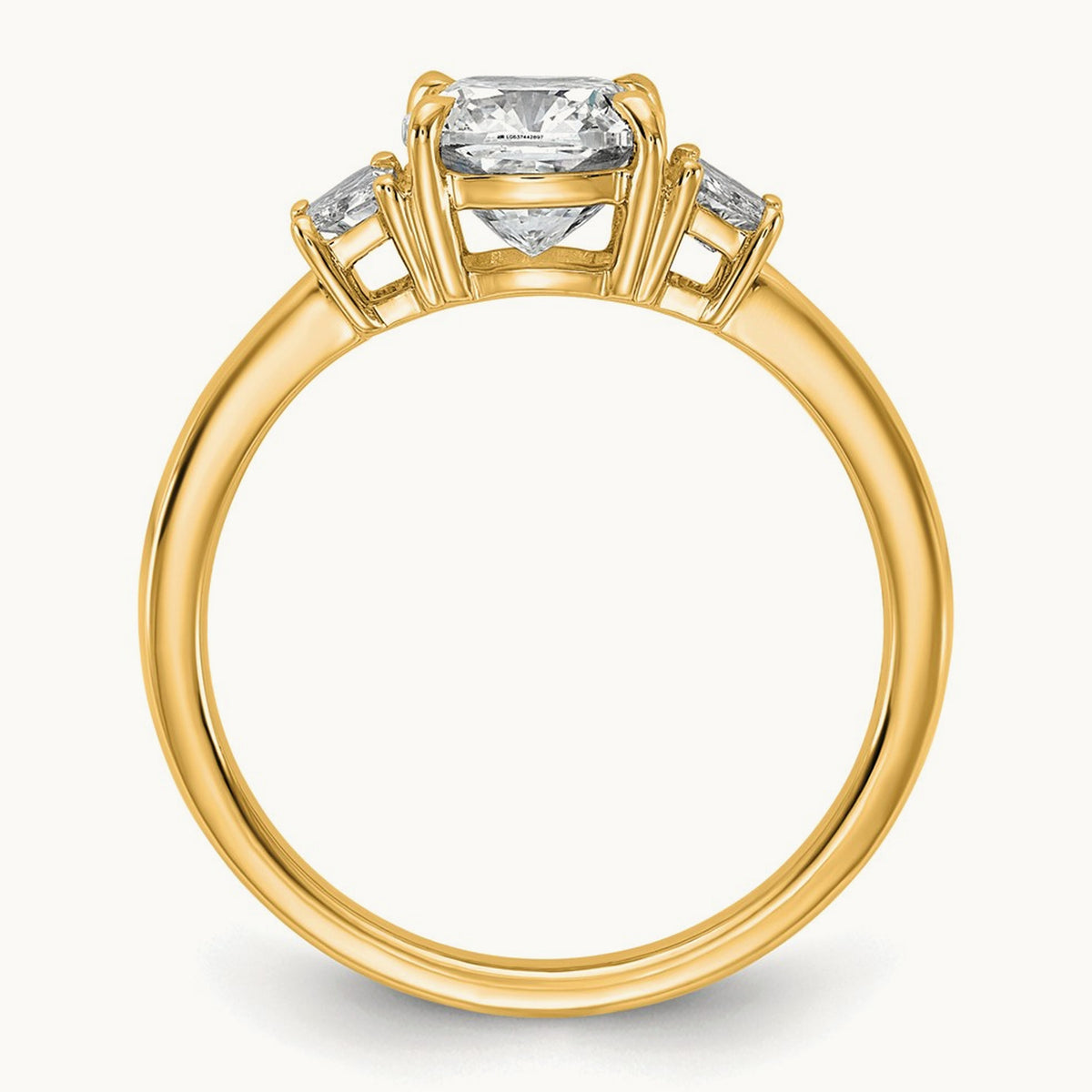 Cushion & 1/2 Moon Engagement Ring — 14K Yellow Gold, 1 7/8 ct, 7