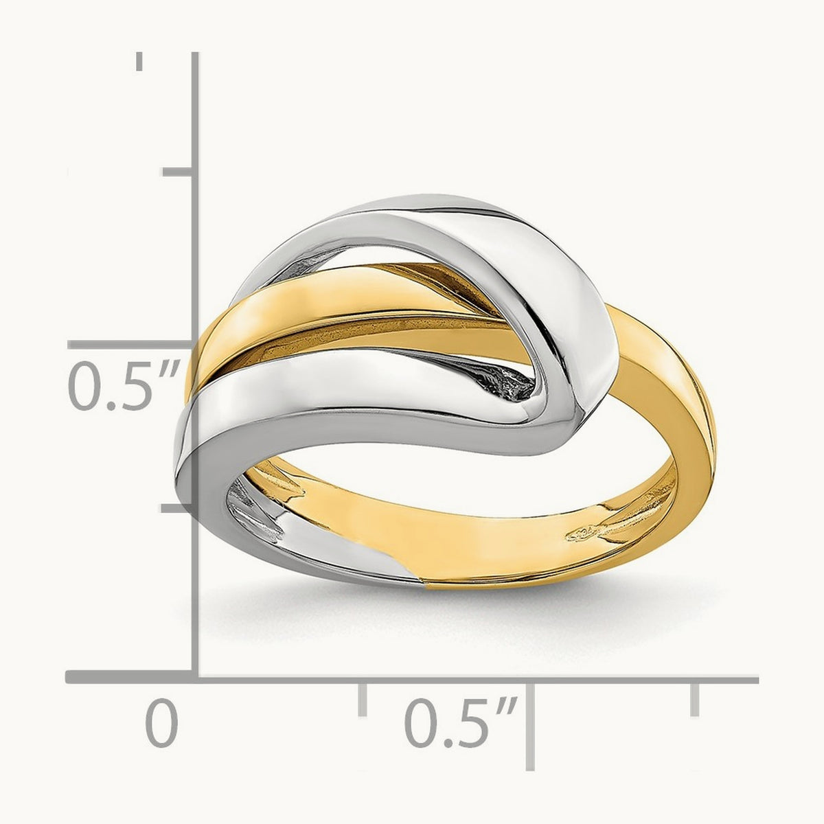 Polished with Folded Design Band — 14K Two-Tone Gold