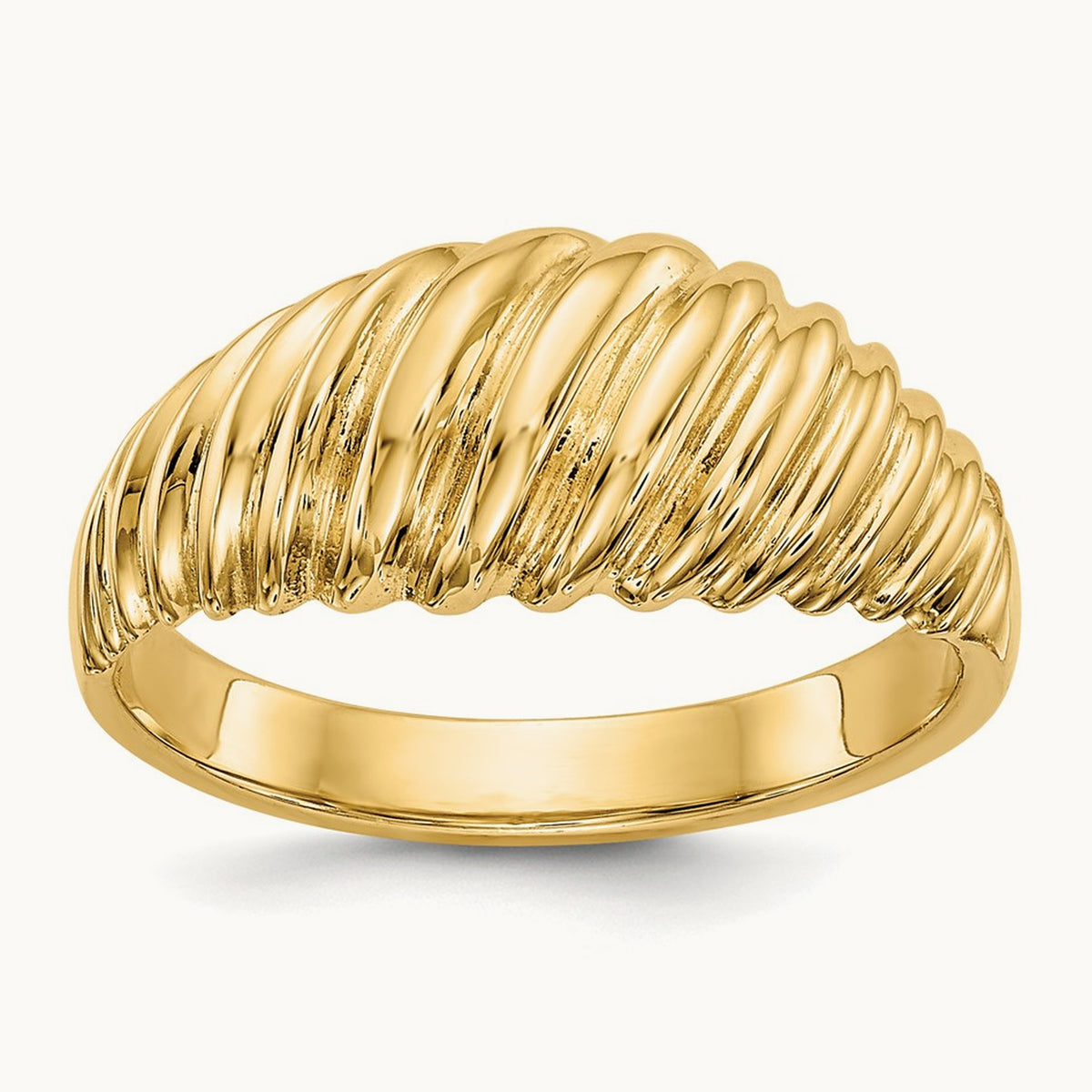 Polished Scalloped Dome Ring, 14K